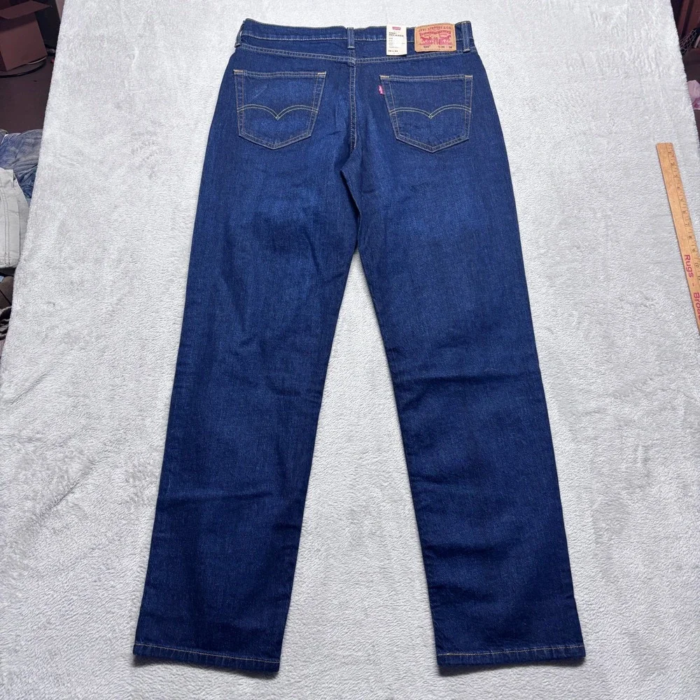NWT Levis 550 Relaxed Fit Tapered Leg Jeans Mens 35x34 Dark Wash Stretch Denim
